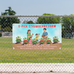 Aanpas U Pluk Aardbeien Boerderij Promo Weg  Spandoek