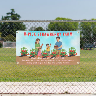 Aanpas U Pluk Aardbeien Boerderij Promo Weg Spandoek