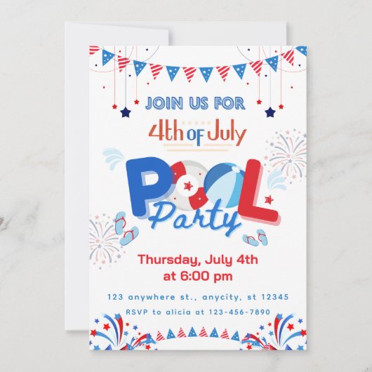 Aanpasbaar 4 juli-feest kaart (Voorkant)