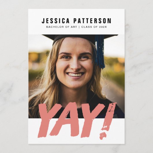 Aanpasbaar AFSTUDEERDER "YAY!" Aankondiging (Voorkant)