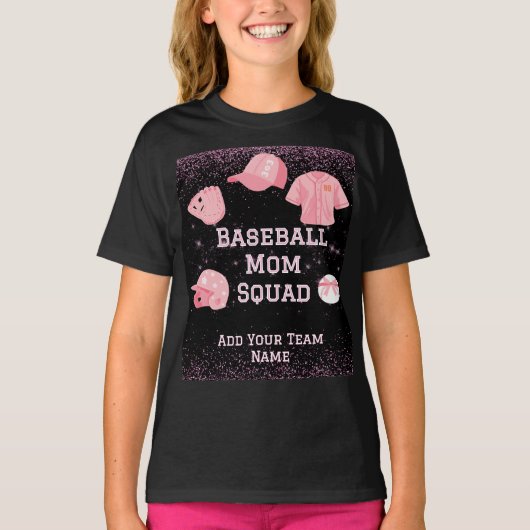 Aanpasbaar Baseball Moeder Team Meisjes T-Shirt (Voorkant)