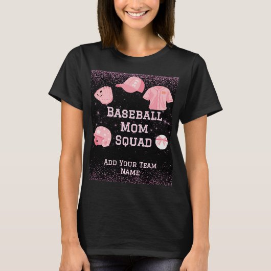 Aanpasbaar Baseball Moeder Team T-Shirt In Roze  (Voorkant)