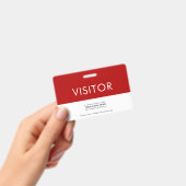 Aanpasbaar bedrijfslogo bezoeker badge | Rood (Handheld)