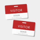 Aanpasbaar bedrijfslogo bezoeker badge | Rood (Voor- en achterkant)