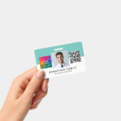 Aanpasbaar bedrijfslogo QR-code foto van werknemer Badge (Handheld)