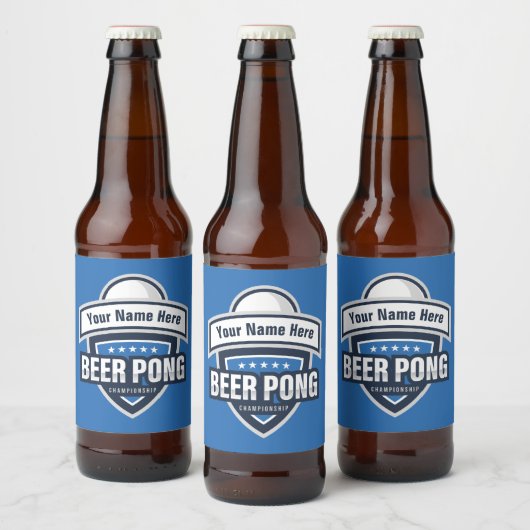 Aanpasbaar Beer Pong Kampioenschap Logo Bier Etiket (Flessen)