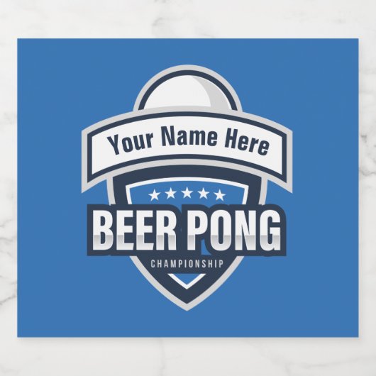 Aanpasbaar Beer Pong Kampioenschap Logo Bier Etiket (Enkel label)