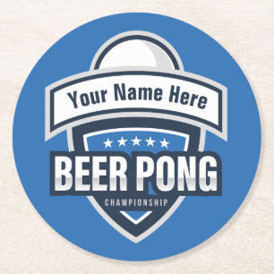 Aanpasbaar Beer Pong Kampioenschap Logo Ronde Kartonnen Onderzetter