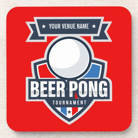 Aanpasbaar Beer Pong Toernooi Logo Bier Onderzetter (Voorkant)