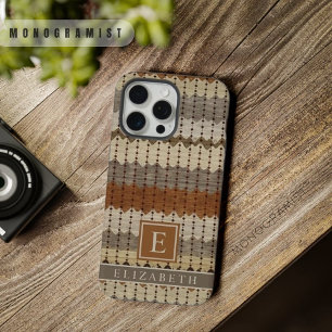 Aanpasbaar Beige Grijs Bruin Azteek Patroon iPhone 15 Pro Max Case