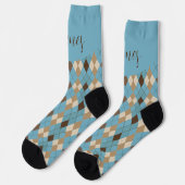 Aanpasbaar blauw bruin gingham patroon sokken (Links)