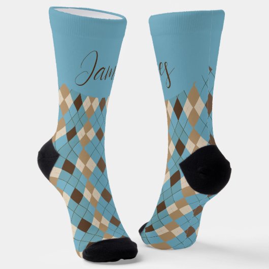 Aanpasbaar blauw bruin gingham patroon sokken (Gebogen)