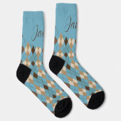 Aanpasbaar blauw bruin gingham patroon sokken (Rechts)