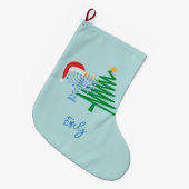 Aanpasbaar blauw Chrismukkah Stocking Grote Kerstsok (Voorkant (Hangend))