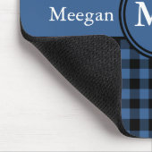 Aanpasbaar blauw en zwart geruit Gingham Muismat (Hoek)