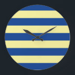 Aanpasbaar blauw grote klok<br><div class="desc">Kleurstrepen tegen achtergrondkleur die kan worden vervangen. Speel met verschillende achtergrondkleuren om een persoonlijke match te creëer!</div>