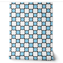 Aanpasbaar Blauw Zwart Wit Geometrisch Quatrefoil