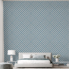 Aanpasbaar Blauw Zwart Wit Geometrisch Quatrefoil Behang