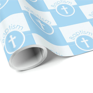 Aanpasbaar, Blauwe Jongen Kind van God Doop Cadeaupapier