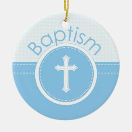 Aanpasbaar, Blauwe Jongen Kind van God Doop Keramisch Ornament