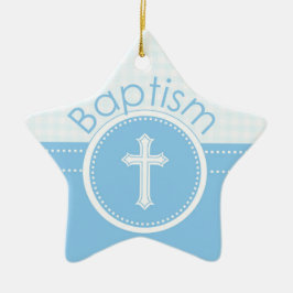 Aanpasbaar, Blauwe Jongen Kind van God Doop Keramisch Ornament