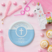 Aanpasbaar, Blauwe Jongen Kind van God Doop Papieren Bordje (Feest)