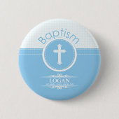 Aanpasbaar, Blauwe Jongen Kind van God Doop Ronde Button 5,7 Cm (Voorkant)