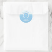 Aanpasbaar, Blauwe Jongen Kind van God Doop Ronde Sticker (Tas)