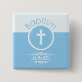 Aanpasbaar, Blauwe Jongen Kind van God Doop Vierkante Button 5,1 Cm (Voorkant)