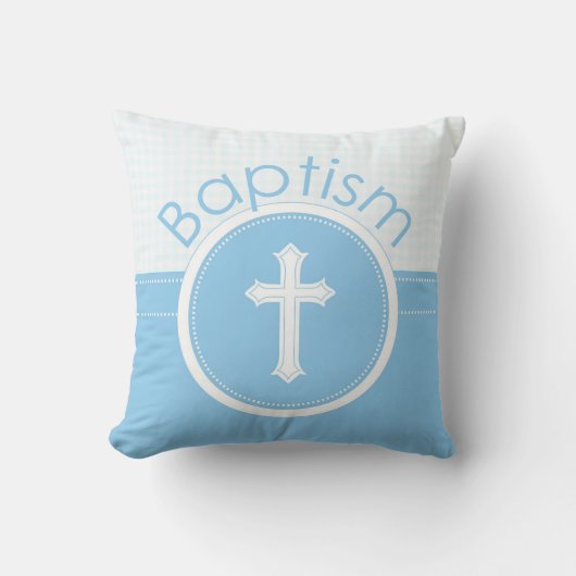 Aanpasbaar, Blauwe Jongen Kind van God Doopsel Kussen (Voorkant)