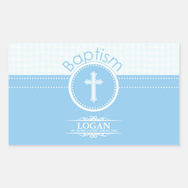 Aanpasbaar, Blauwe Jongen Kind van God Doopsel Rechthoekige Sticker