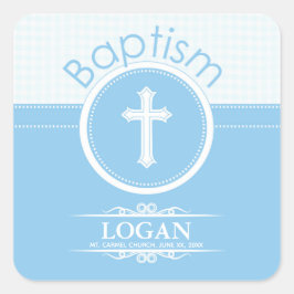 Aanpasbaar, Blauwe Jongen Kind van God Doopsel Vierkante Sticker