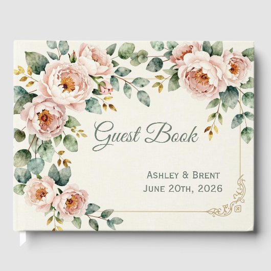 Aanpasbaar Bloem Bruiloft Gastboek Gastenboek (Voorkant)