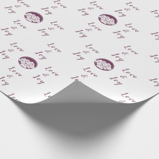 Aanpasbaar bloemistenlogo 'Liefde en vreugde' Wit Cadeaupapier (Hoek)