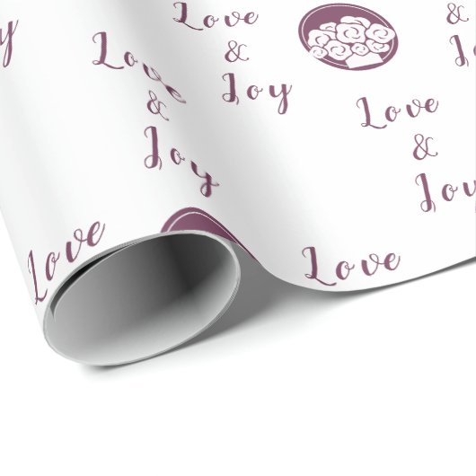 Aanpasbaar bloemistenlogo 'Liefde en vreugde' Wit Cadeaupapier (Rol Hoek)