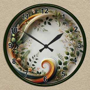 Aanpasbaar botanisch spiraal natuurontwerp ronde klok