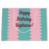 Aanpasbaar, bubblegumroze, blauwgroen,  groot cadeauzakje (Voorkant)