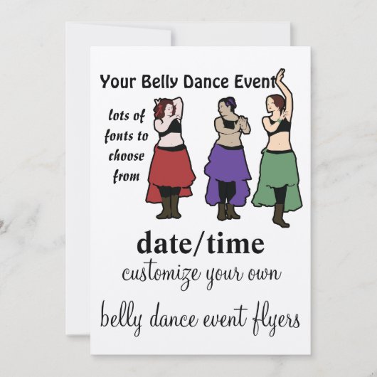 Aanpasbaar 'buikdansevenement' kaart (Voorkant)