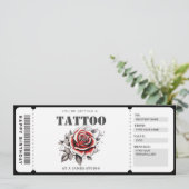 Aanpasbaar cadeaubon Tattoo Ticket Kaart (Staand voorkant)