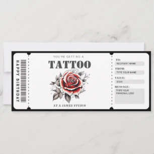 Aanpasbaar cadeaubon Tattoo Ticket Kaart