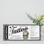 Aanpasbaar cadeaubon Tattoo Ticket Kaart (Staand voorkant)