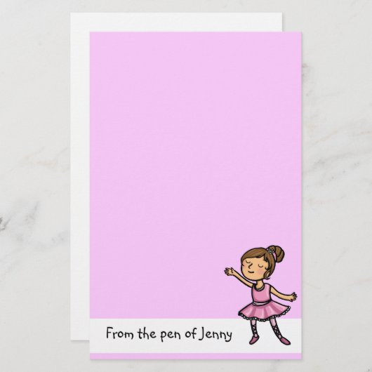 aanpasbaar cartoon ballet danser briefpapier (Voorkant / Achterkant)