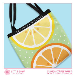 Aanpasbaar citrusvruchtenpatroon tote bag