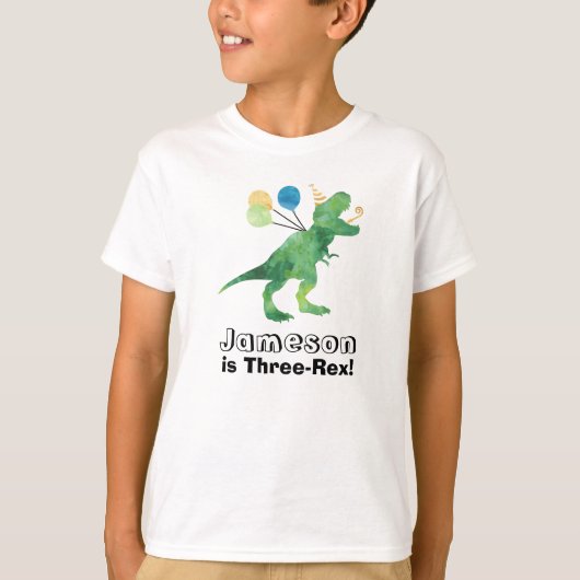 Aanpasbaar Dinosaurus Verjaardag T-shirt op elke l (Voorkant)