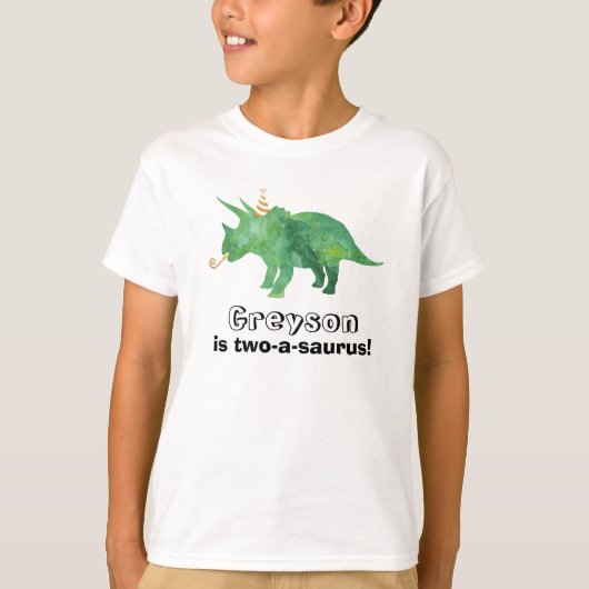 Aanpasbaar Dinosaurus Verjaardag T-shirt op elke l (Voorkant)