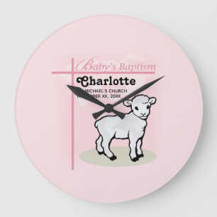 Aanpasbaar, Doop, Roze, Meisje, Lam Grote Klok