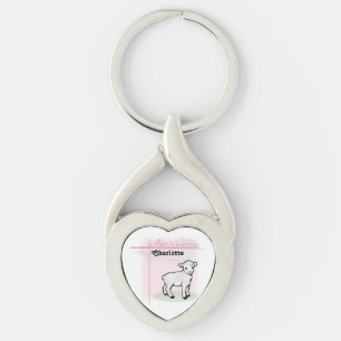 Aanpasbaar, Doop, Roze, Meisje, Lam Sleutelhanger