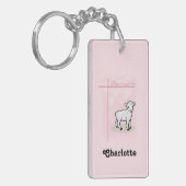 Aanpasbaar, Doop, Roze, Meisje, Lam Sleutelhanger (Voorkant Links)