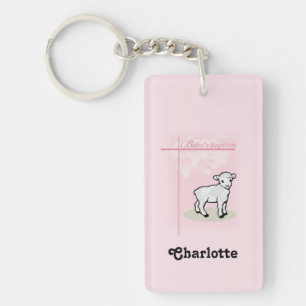 Aanpasbaar, Doop, Roze, Meisje, Lam Sleutelhanger