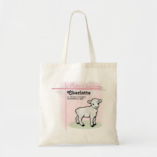 Aanpasbaar, Doop, Roze, Meisje, Lam Tote Bag